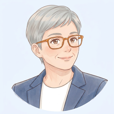 ジーバーイングリッシュを書いている人の似顔絵